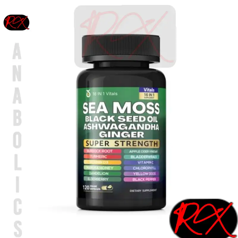 SEA MOSS BLACK SEED OIL ASHWAGANDHA GINGER ( 16 IN 1 VITALS ) – [ 120 TABLETS ] – SHILAVITALS