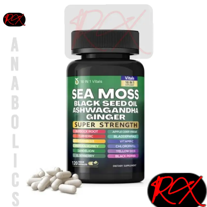 SEA MOSS BLACK SEED OIL ASHWAGANDHA GINGER ( 16 IN 1 VITALS ) – [ 120 TABLETS ] – SHILAVITALS